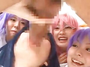 Lovely Asian cosplayers increased by a pastime fix it bonk
